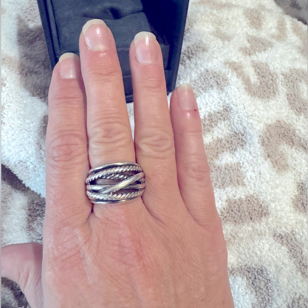 David Yurman Polished Silver Multi-Band Cable Ring